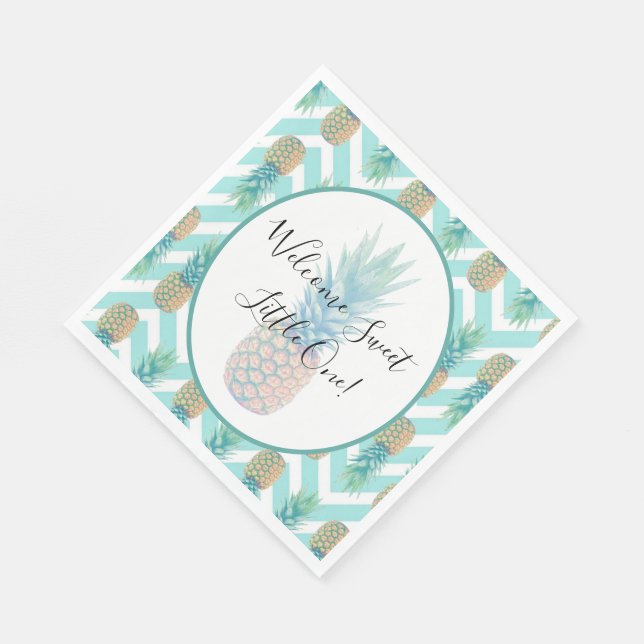 Söt Firande Pineapple Chevron Baby Shower Pappersservett (Hörn)