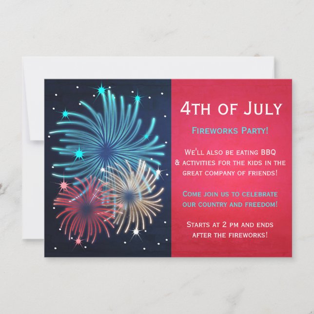 Söt Fireworks 4:e juli-gruppinbjudan Inbjudningar (Framsida)