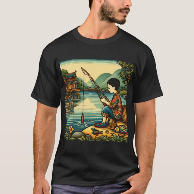 Söt fiskebåt (cirkel) t shirt (Framsida)