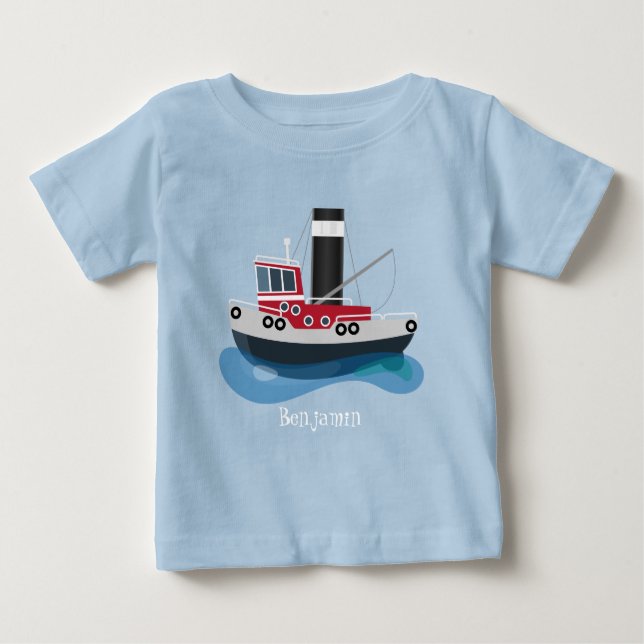 Söt fisketrålarbåt serieillustration t shirt (Framsida)