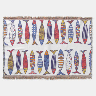 Söt fiskillustration: Barn sömlös bakgrund Filt