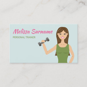 Söt Fitnessflicka Illustration Personlig Tränare Visitkort