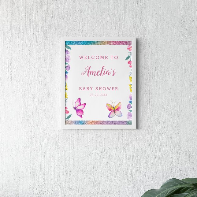 Söt fjäril baby shower välkomstskylt poster (Skapare uppladdad)