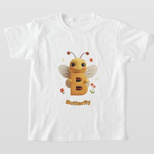 Söt fjäril barn t-shirt | B är för fjäril A (Laydown)