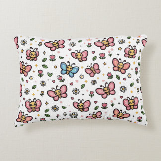 Söt Fjäril Blommig Sömlös Kawaii Mönster Prydnadskudde