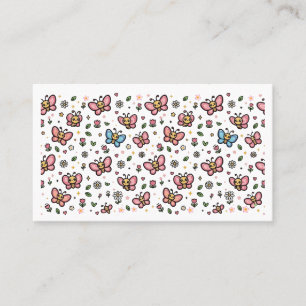 Söt Fjäril Blommig Sömlös Kawaii Mönster Visitkort