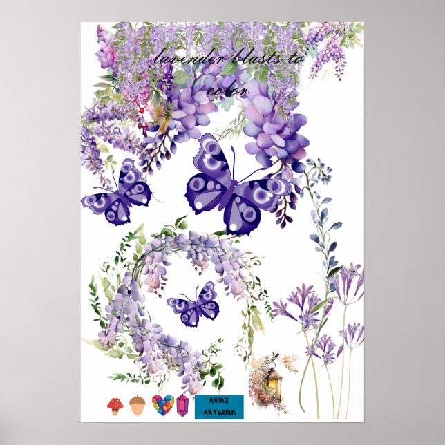 söt fjäril och lavendel väggposter för rum poster (Framsidan)