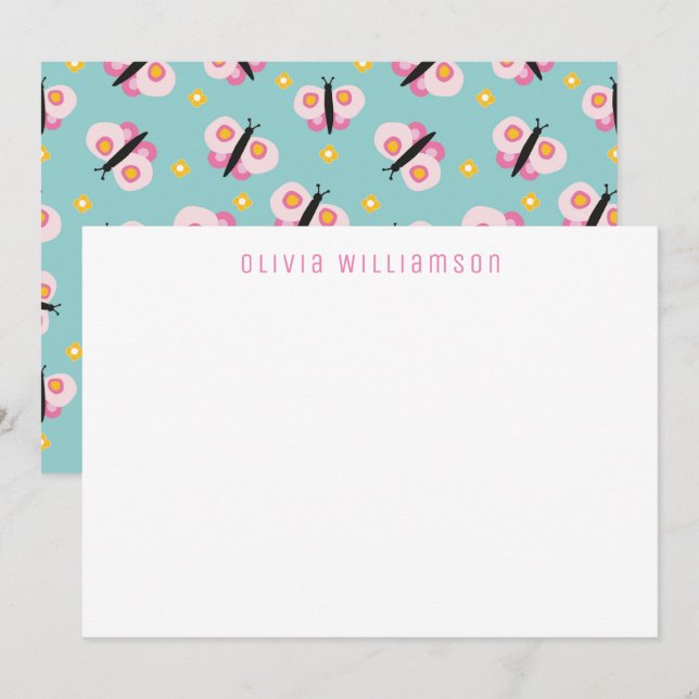 Söt Fjäril Personlig Anteckningskort (Fram/baksida)