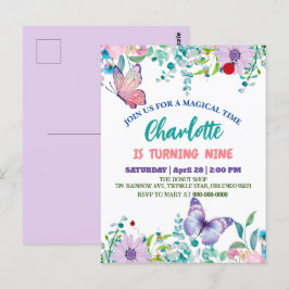 Söt fjäril prickig blomma Blomma Födelsedag  Vykort