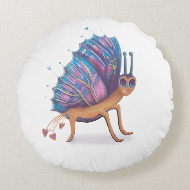 söt fjäril rund kudde (Framsidan)