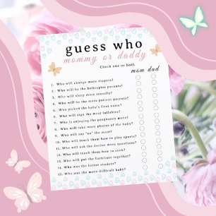 Söt fjärilar hjärtan baby shower ark papper
