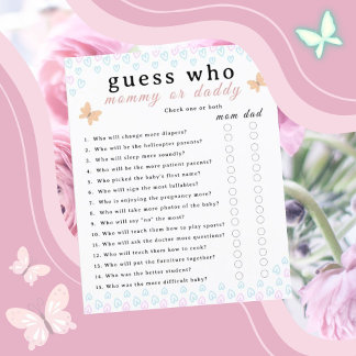 Söt fjärilar hjärtan baby shower ark papper