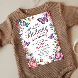 Söt fjärils-babyshower inbjudningar