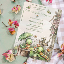 Söt fjärils trädgård baby shower inbjudan