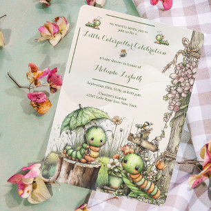 Söt fjärils trädgård baby shower inbjudan