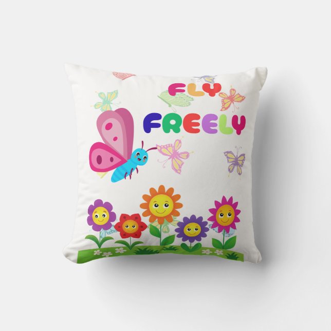 Söt fjärilsblomsdesign kudde (Framsida)