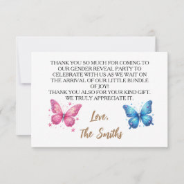Söt fjärilsträdgård, Gender Reveal Party Tack Kort