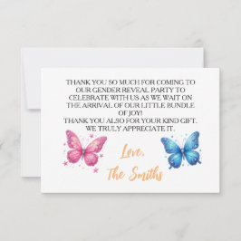 Söt fjärilsträdgård, Gender Reveal Party Tack Kort
