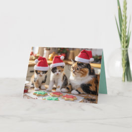 Söt fläckig katt jul cookie-kort kort