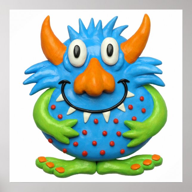 Söt Fläckig Monster Baby Shower Nursery Poster (Framsidan)