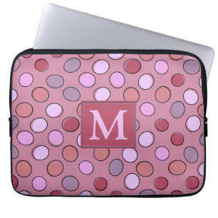 Söt fläckig mönster rosa monogram laptop fodral