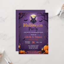 Söt fladdermus Halloween-festinvitation