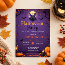 Söt fladdermus Halloween-festinvitation