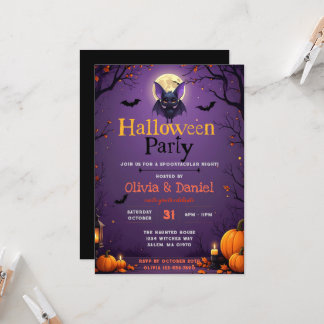 Söt fladdermus Halloween-festinvitation Inbjudningar