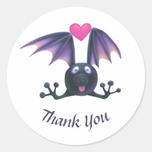 Söt fladdermus Halloween tack-sticker rund etikett
