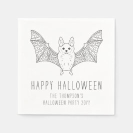 Söt fladdermus Minimal linjekonst Gott Halloween Pappersservett