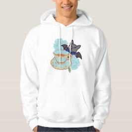 Söt fladdermus och hortensia te-tid hoodie