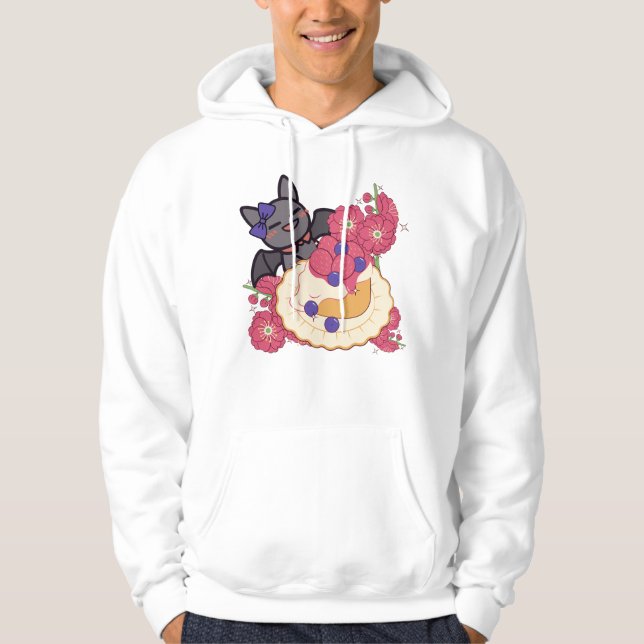 Söt fladdermus och pastellfärgad fruktpaj hoodie (Framsida)