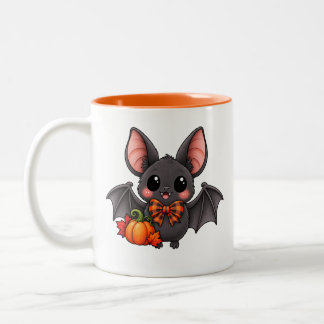 Söt fladdermus och pumpa Halloween tvåtons kaffemu Två-Tonad Mugg