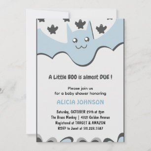 Söt fladdermus Pojke Liten boo Halloween baby show Inbjudningar