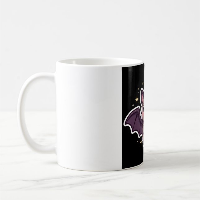 Söt fladdermus som håller Candy Corn-kaffemugg Kaffemugg (Vänster)