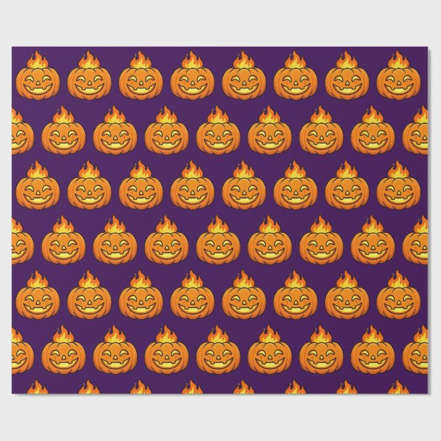 Söt fladdrande pumpa Halloween-mönster presentinsl Presentpapper (Platt)