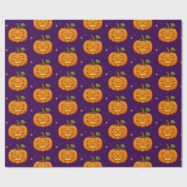 Söt fladdrande pumpa Halloween-mönster presentinsl Presentpapper (Platt)