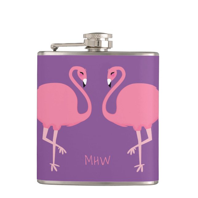 Söt Flamingo anpassad monogramflaska Fickplunta (Framsidan)
