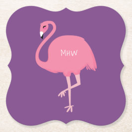 Söt Flamingo anpassade monogram papper coasters Underlägg Papper