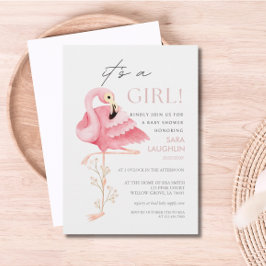 Söt Flamingo Baby Shower-inbjudan Inbjudningar