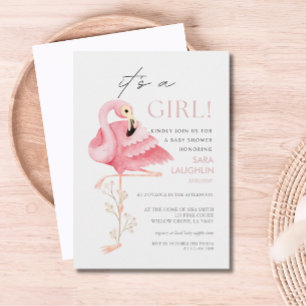 Söt Flamingo Baby Shower-inbjudan Inbjudningar