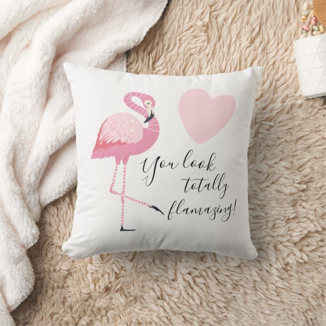 Söt Flamingo Citat Helt Flamazing Rosa Vit Kudde (Filt)