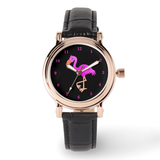 Söt flamingo - Glad - Armbandsur (Framsida)