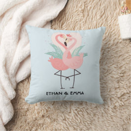 Söt Flamingo-Kärlek Personaliserad Alla Hjärtans D Kudde