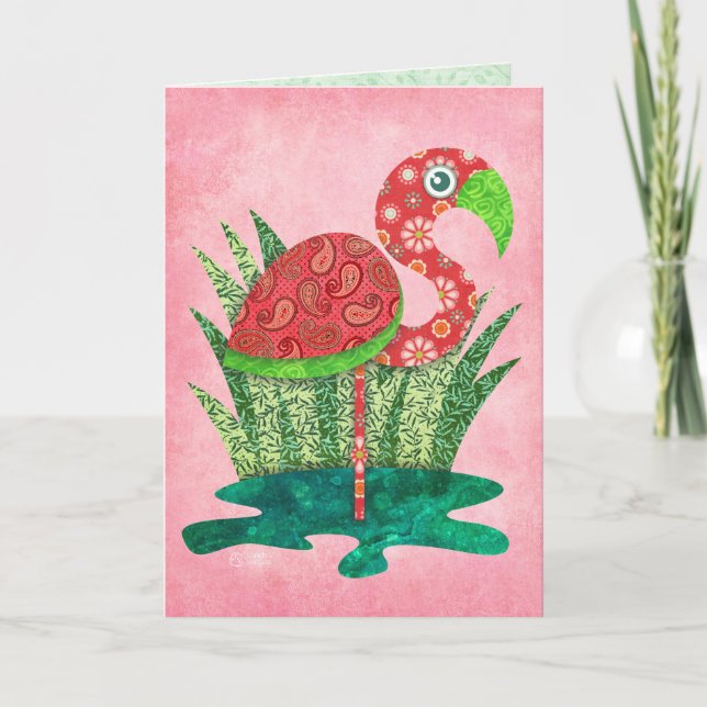 Söt flamingo kort (Framsida)