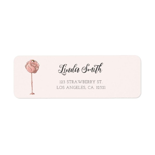 Söt Flamingo Returadress Etikett (Framsidan)
