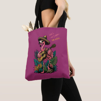 Söt Flamingo Sombrero Gitarr Flamenco Älskare Tygkasse