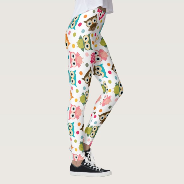 Söt flerfärgad ugglemönster leggings (Höger)