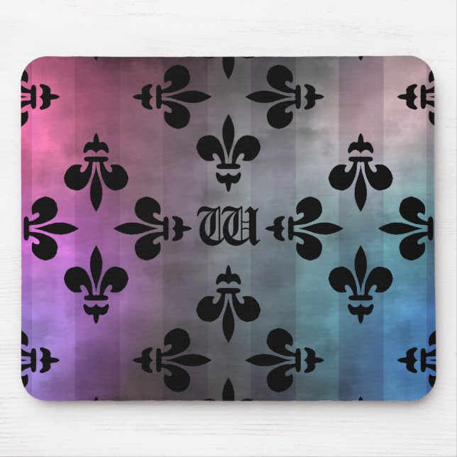 Söt Fleur de lis mönster monogrammad Musmatta (Framsidan)