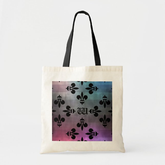 Söt Fleur de lis mönster monogrammad Tygkasse (Framsidan)